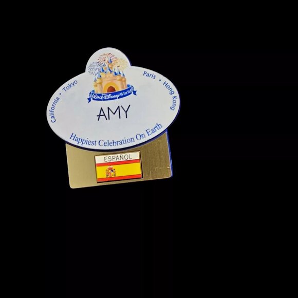 Walt Disney World Cinderella Castle Cast Member Name Tag AMY Espanol - Picture 4 of 5